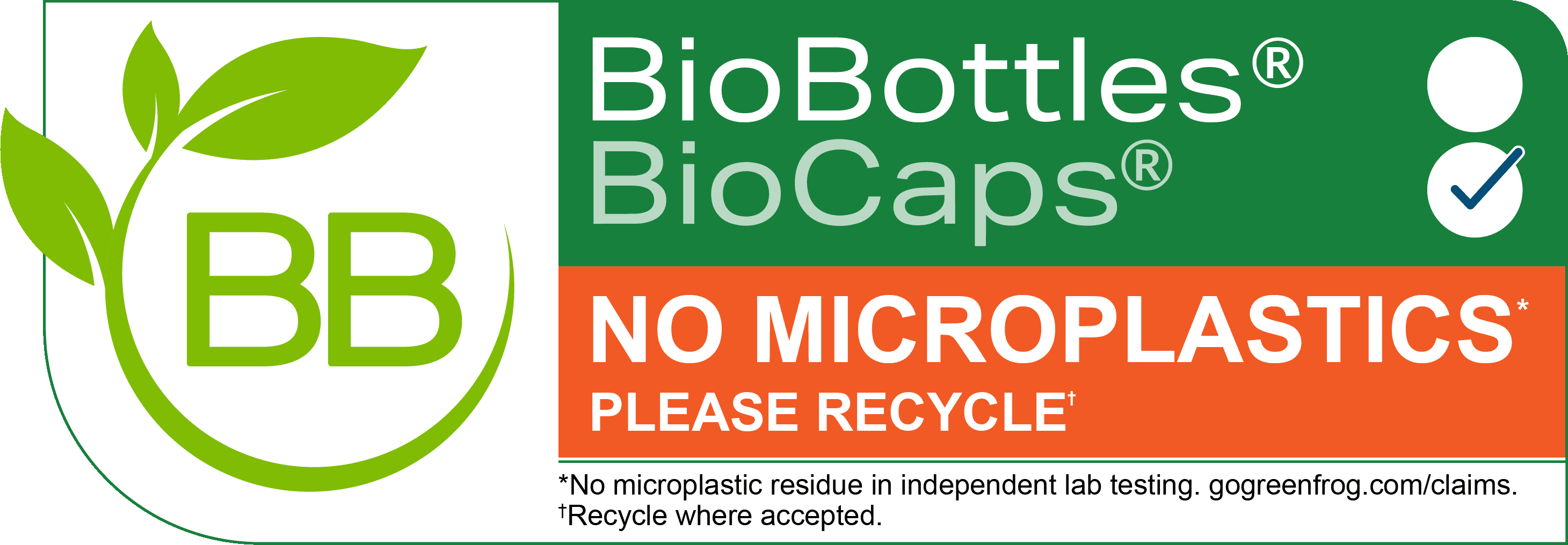 BioBottles® badge with only BioCaps checked — the cap is a BioCap